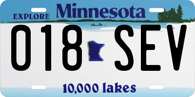 MN license plate 018SEV