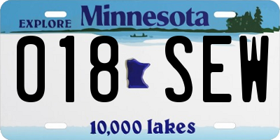MN license plate 018SEW