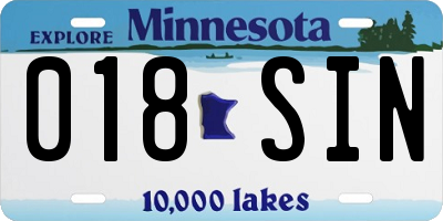 MN license plate 018SIN