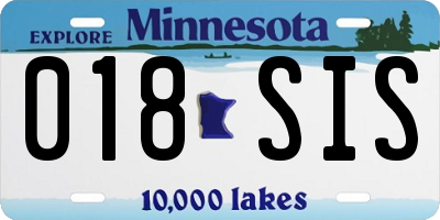MN license plate 018SIS
