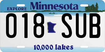 MN license plate 018SUB
