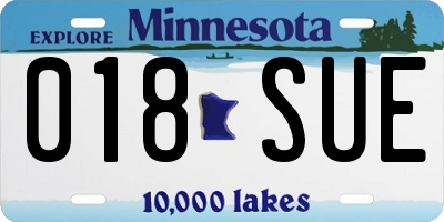 MN license plate 018SUE