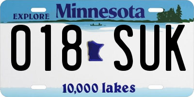 MN license plate 018SUK