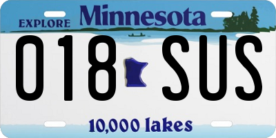 MN license plate 018SUS