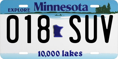 MN license plate 018SUV