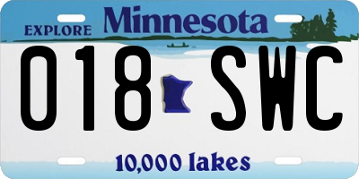MN license plate 018SWC