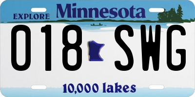 MN license plate 018SWG