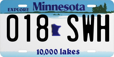 MN license plate 018SWH