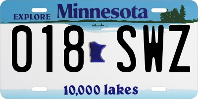 MN license plate 018SWZ