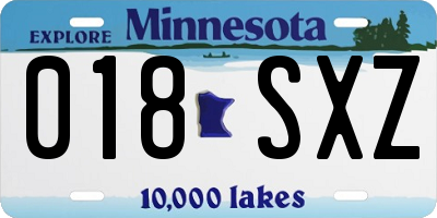 MN license plate 018SXZ