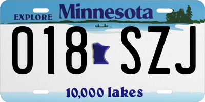 MN license plate 018SZJ