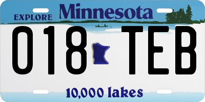 MN license plate 018TEB