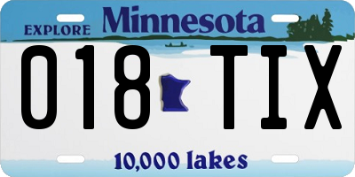 MN license plate 018TIX