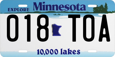 MN license plate 018TOA