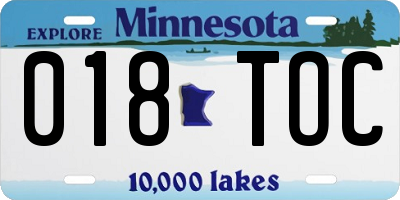 MN license plate 018TOC