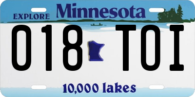 MN license plate 018TOI