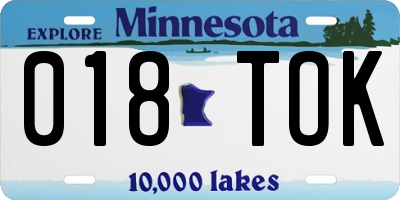 MN license plate 018TOK
