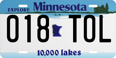 MN license plate 018TOL