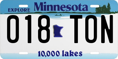 MN license plate 018TON