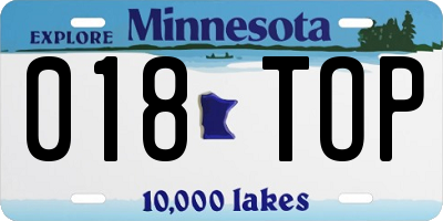 MN license plate 018TOP
