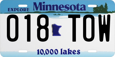 MN license plate 018TOW