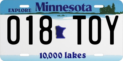 MN license plate 018TOY