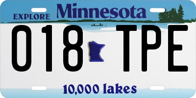 MN license plate 018TPE