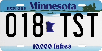 MN license plate 018TST