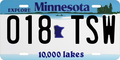MN license plate 018TSW