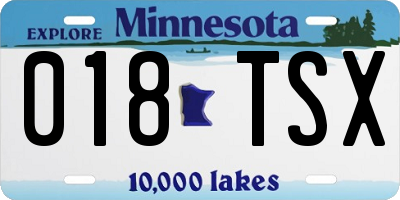 MN license plate 018TSX