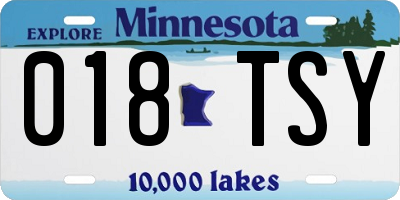 MN license plate 018TSY