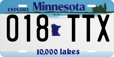 MN license plate 018TTX