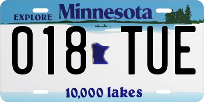 MN license plate 018TUE