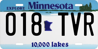 MN license plate 018TVR