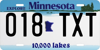 MN license plate 018TXT