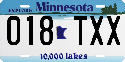 MN license plate 018TXX