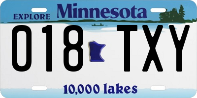 MN license plate 018TXY