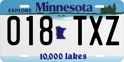 MN license plate 018TXZ