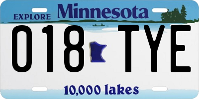 MN license plate 018TYE