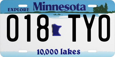 MN license plate 018TYO