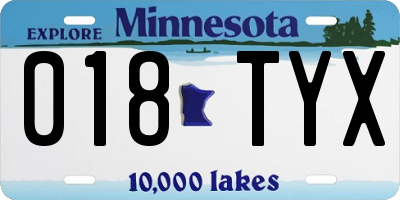 MN license plate 018TYX