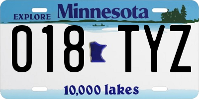 MN license plate 018TYZ