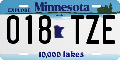MN license plate 018TZE