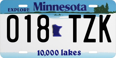 MN license plate 018TZK