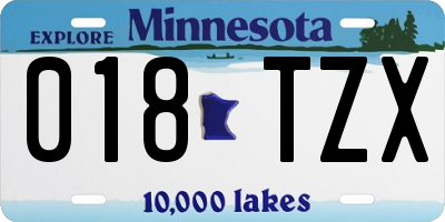 MN license plate 018TZX