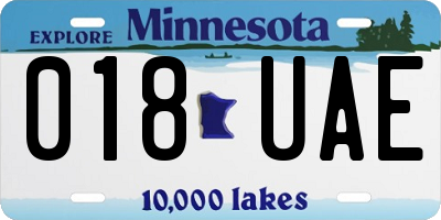 MN license plate 018UAE