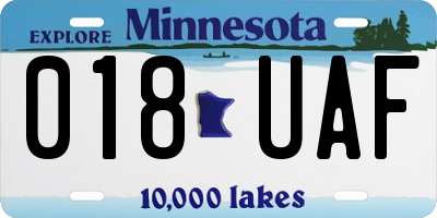 MN license plate 018UAF
