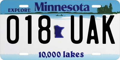 MN license plate 018UAK