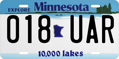 MN license plate 018UAR