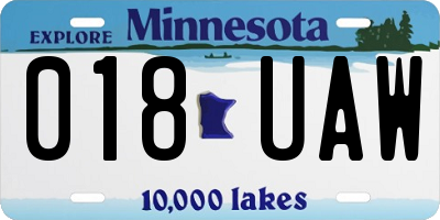 MN license plate 018UAW